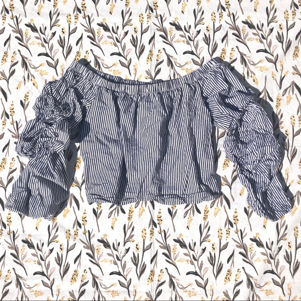 Charlotte Russe Off The Shoulder Striped Crop Top
